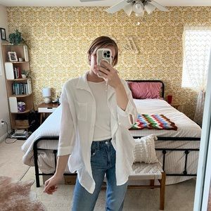 Linen gauze button up